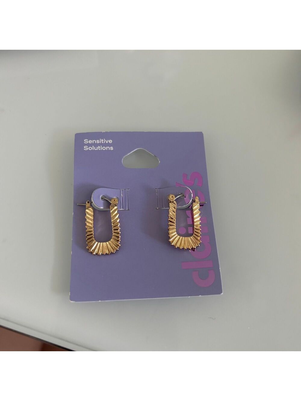 Claire’s Rectangular Textured Hoop Earrings
